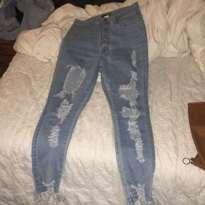 Light blue high waisted jeans